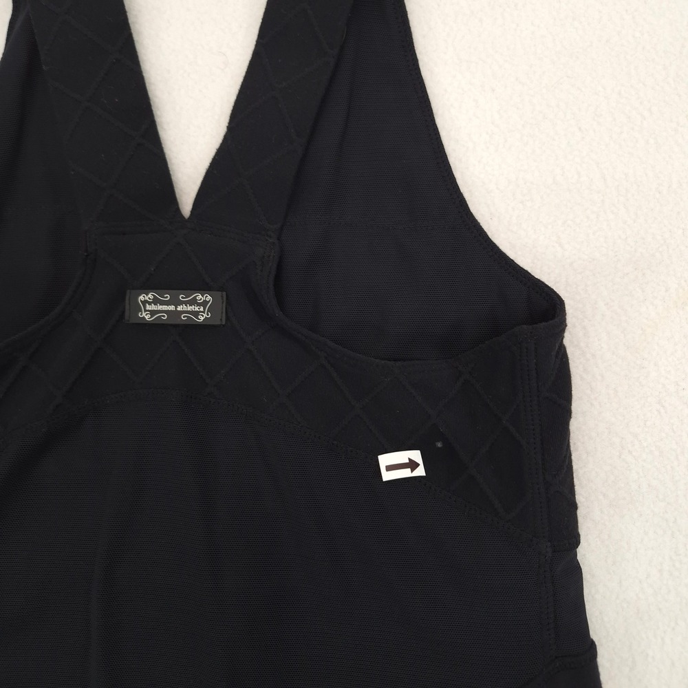 vtg Lululemon Tank Top Black Size 4 Baby Doll V-Neck Yoga Gym Athletic Y2K - Picture 9 of 9